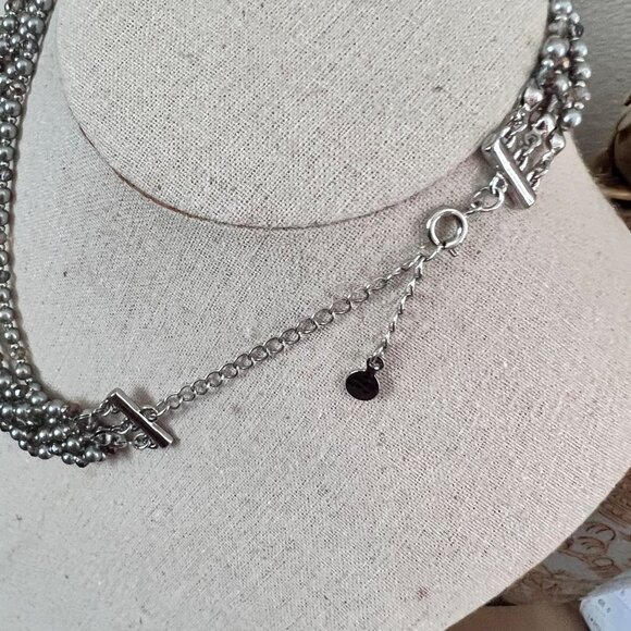 Loft Multi-strand Beaded Grey/Silver Necklace - Picture 5 of 7